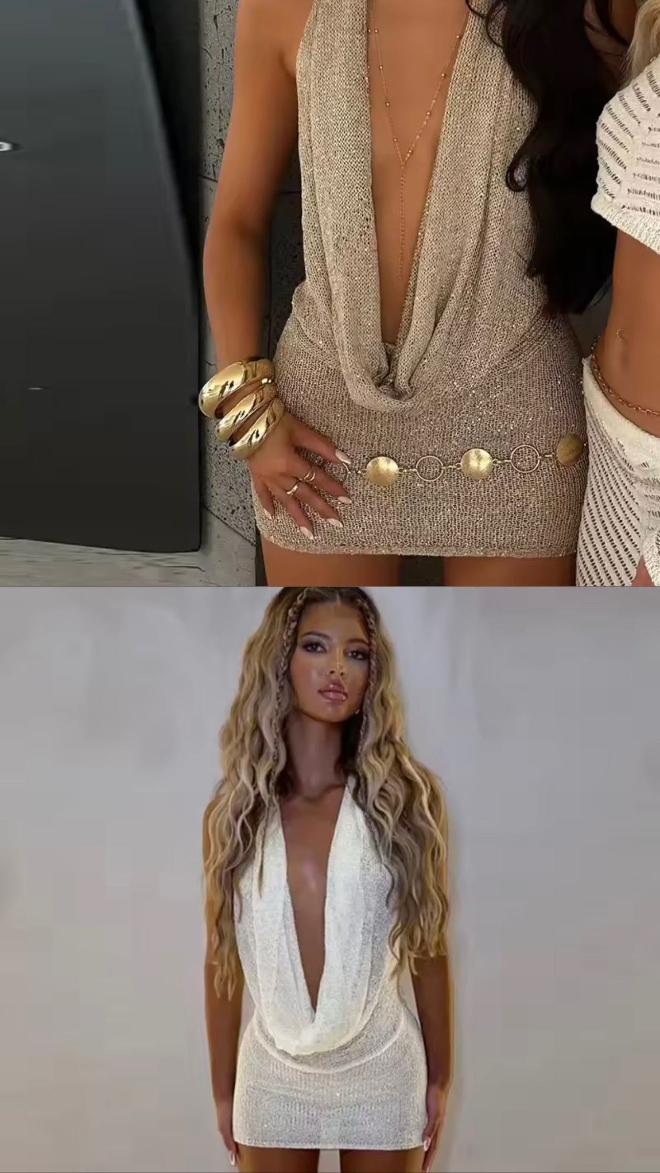 Beige & White dress in stock