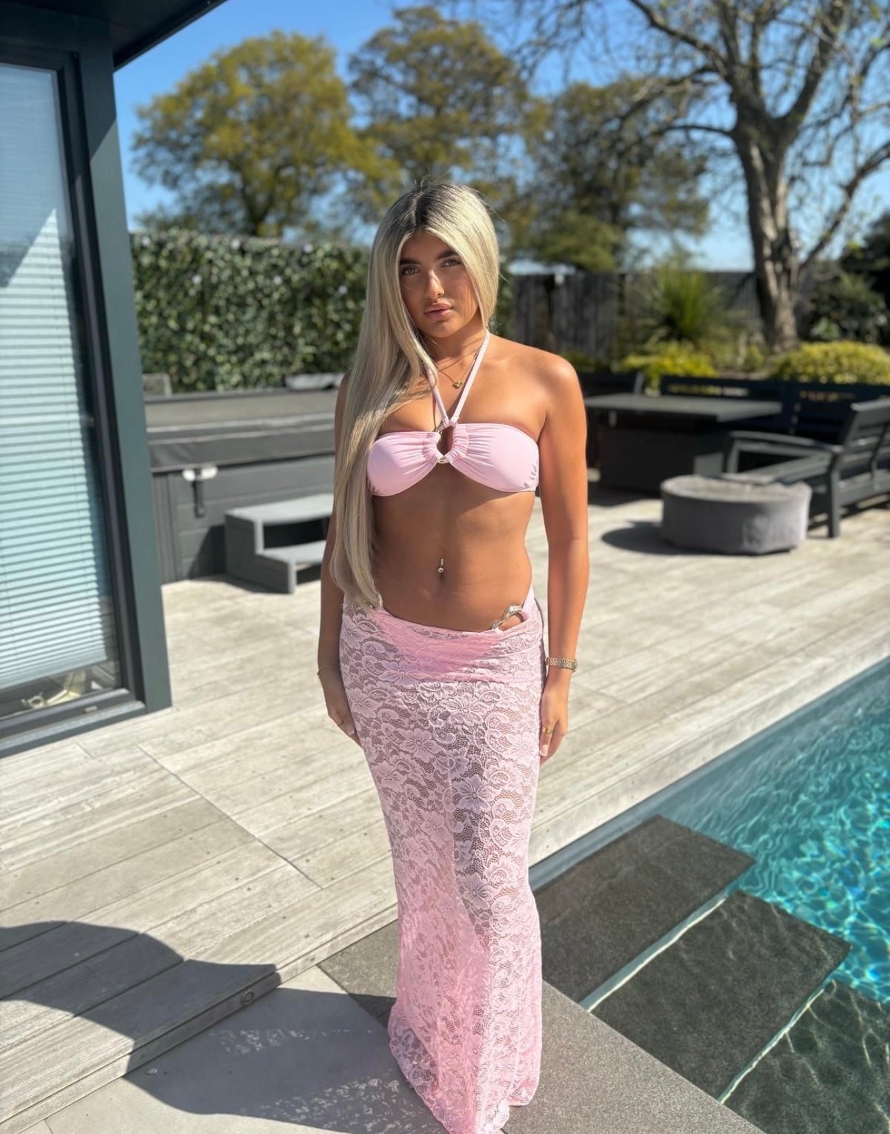 Pink bikini 3 piece set