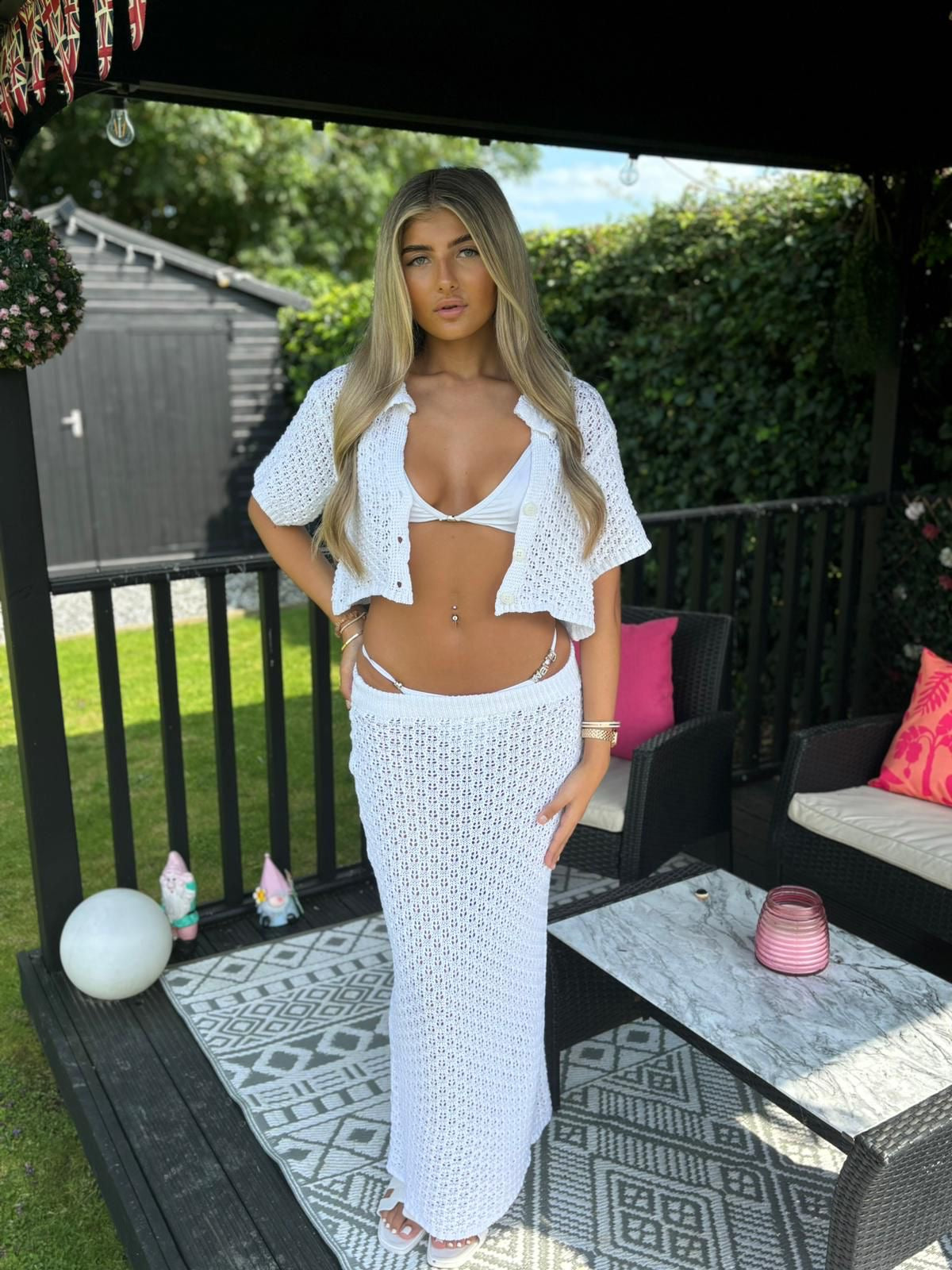 White crochet co-ord