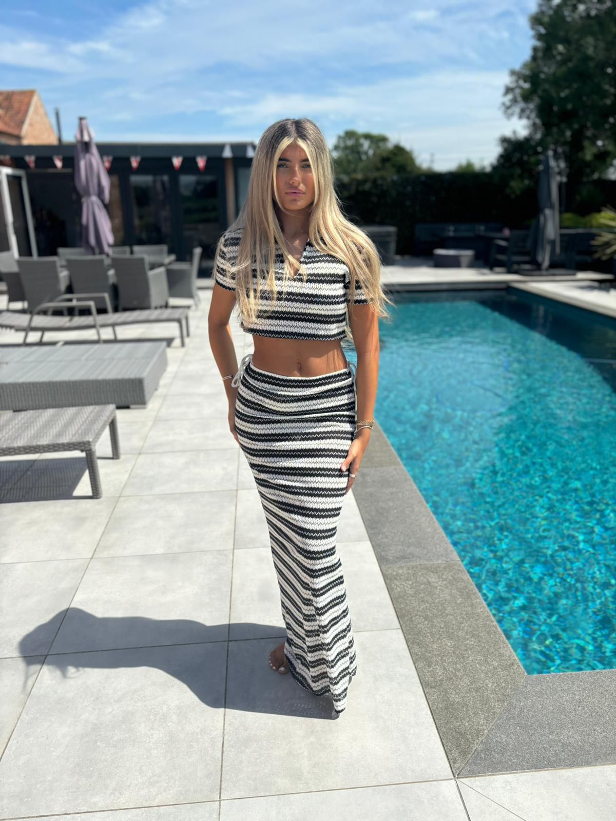 Black & white striped co-ord