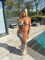 Orange & Blue 3 piece bikini set