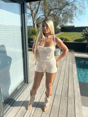 Beige Pearl Crochet Co-ord