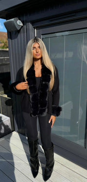 Black faux fur cardigan