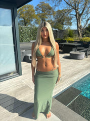 Olive green 3 piece bikini set
