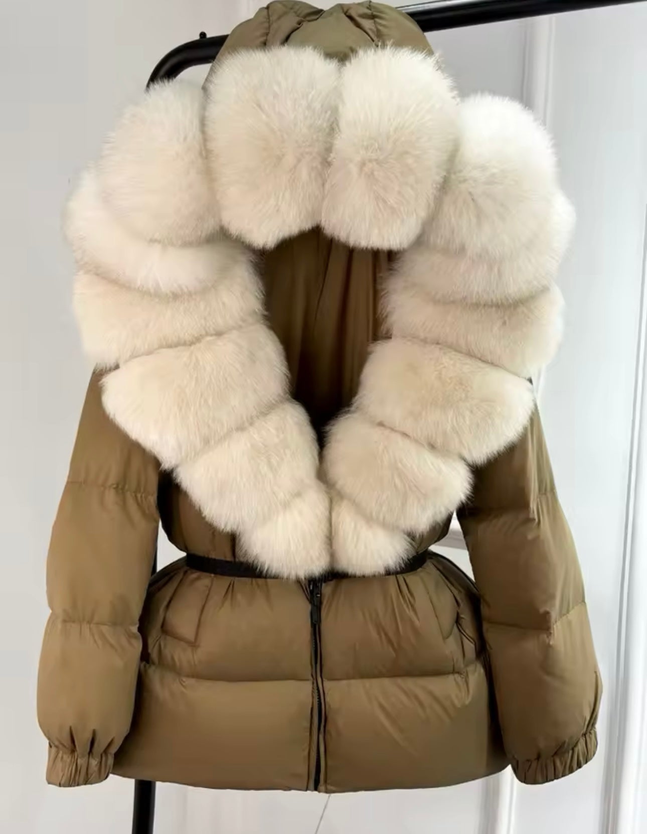 Brown & cream fur coat