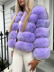 Lilac purple fox fur coat