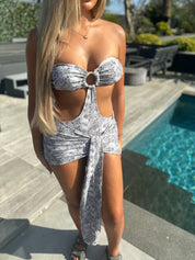 Grey Leopard 2 Piece Set