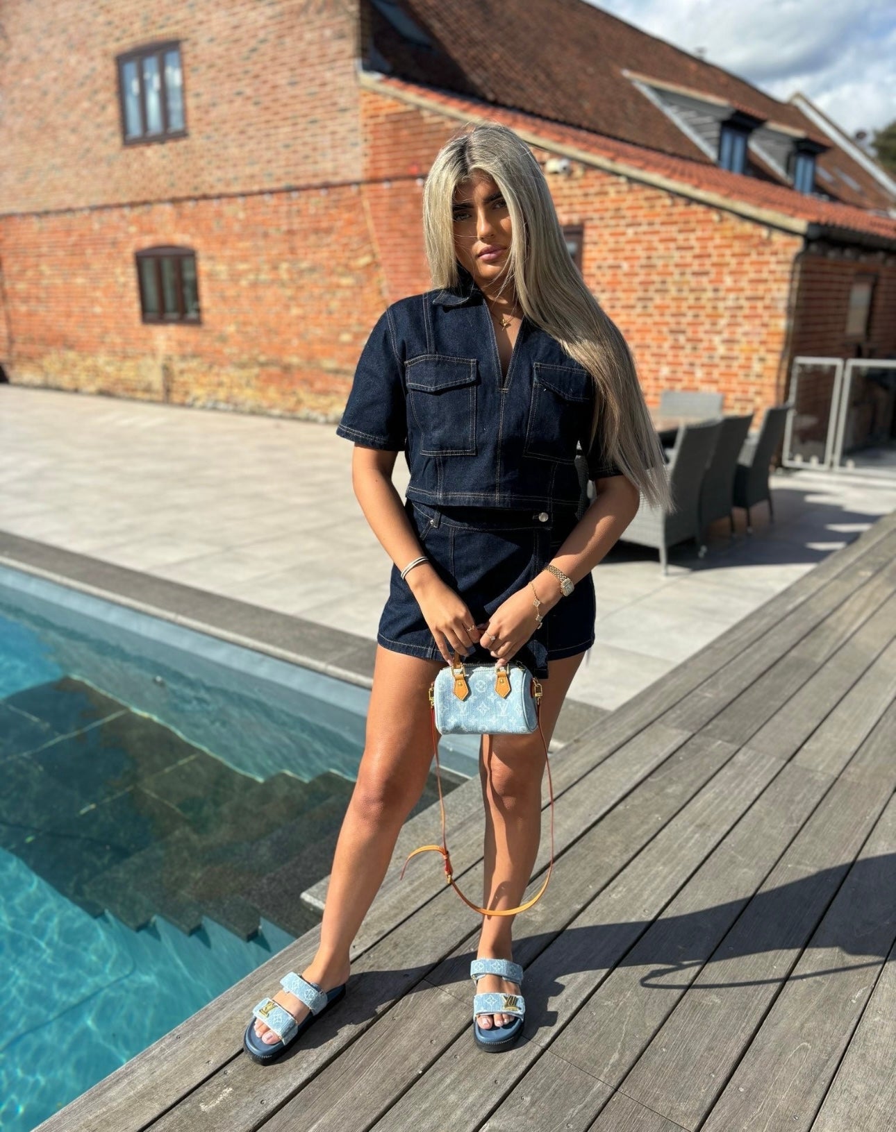 Navy denim skort co-ord