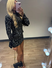 Black & Silver Sequin Dress