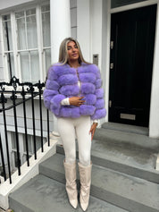 Lilac purple fox fur coat