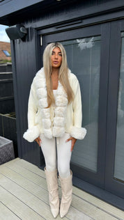 Cream faux fur cardigan