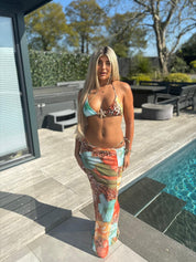 Orange & Blue 3 piece bikini set