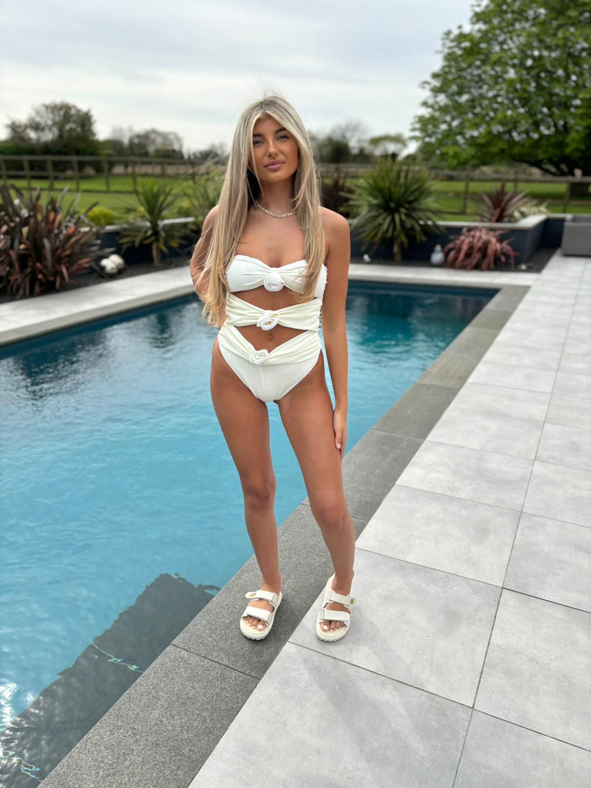 Cream rose swimsuit set