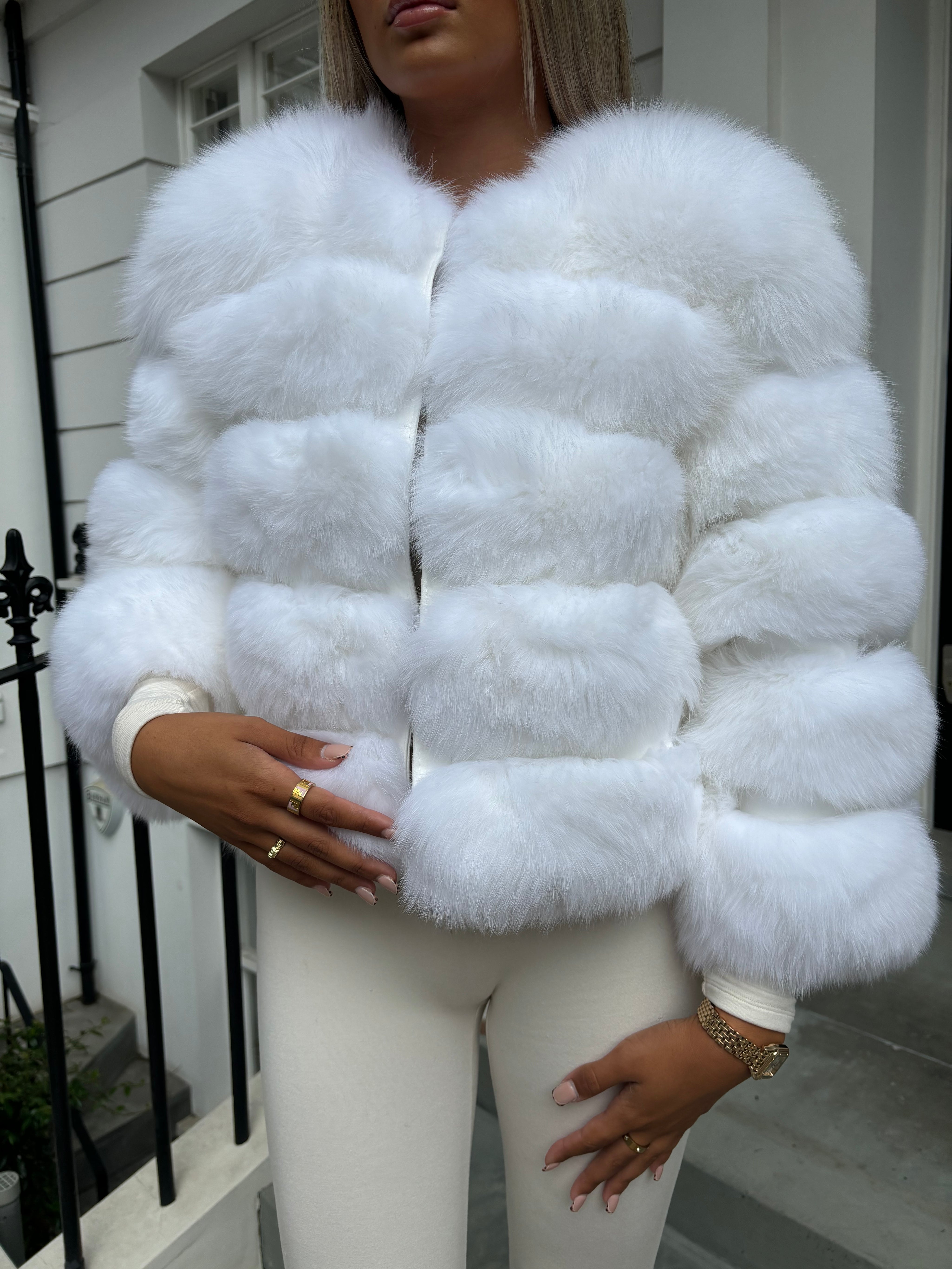 Snow White fox fur coat