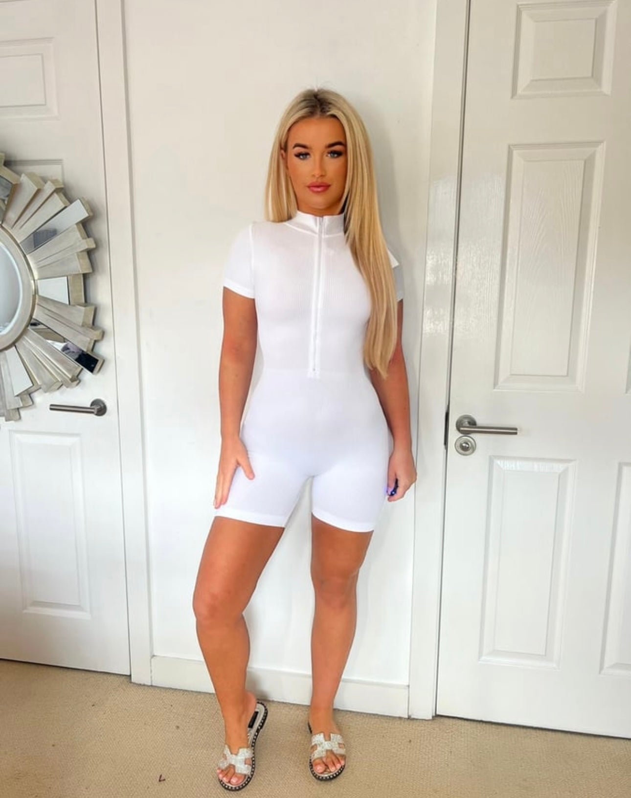 White ribbed Playsuit